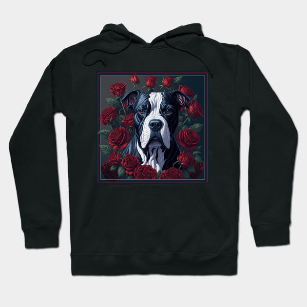 Staffordshire bull terrier red roses 2 Hoodie by xlhombat